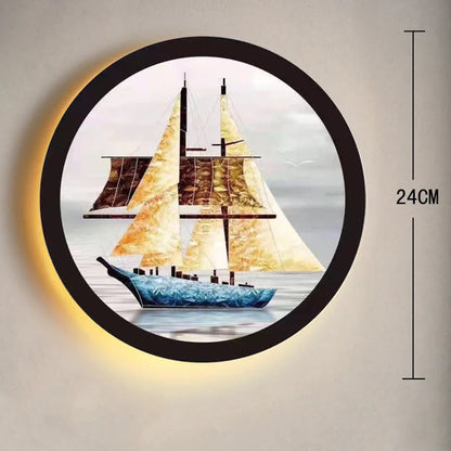Decorbites™ Industrielle Acryl-Runde Wandlampe | Vintage Wandleuchten mit Wandmalerei für Schlafzimmerdekoration