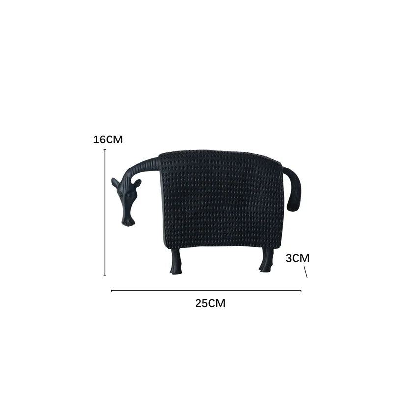 DecorBites™ Black Cow Ox Resin Sculpture Figurine - Room Decor Art Statue