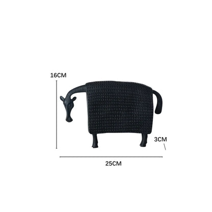 DecorBites™ Black Cow Ox Resin Sculpture Figurine - Room Decor Art Statue