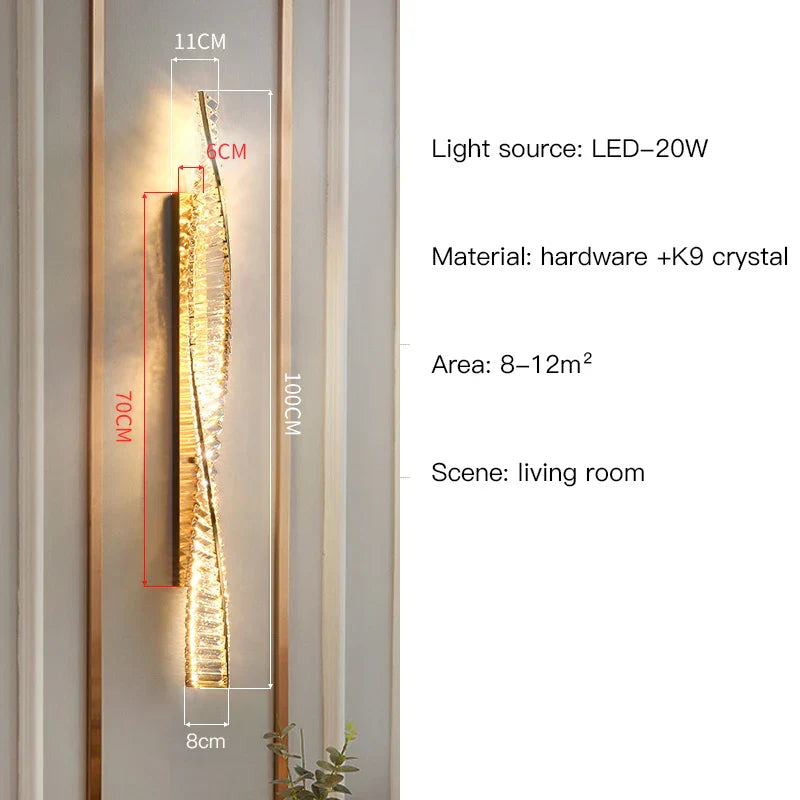 Aplique de pared LED de cristal DecorBites™ - Dorado, ideal para dormitorio, baño o sala de estar. Lámpara de pared Decorluxury.