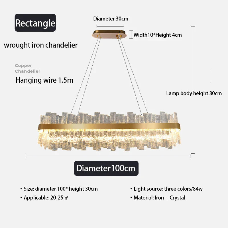 DecorBites™ Golden Crystal Chandelier LED Pendant Light - Luxury Modern Glass Lighting