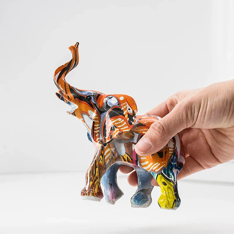 DecorBites™ Elephant Resin Figurines Art Colorful Animal Statues Handicrafts Home Decor Accessory