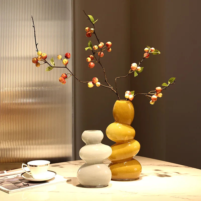 DecorBites™ Jarrón de vidrio geométrico apilable para terrario, decoración del hogar, soporte para arreglos florales