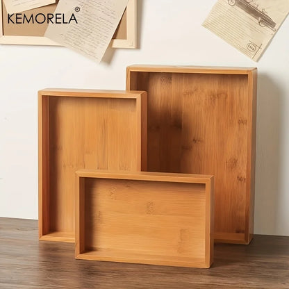 صينية شاي مستطيلة خشبية من الخيزران من DecorBites™ | صينية أنيقة لأكواب الشاي لتناول الطعام