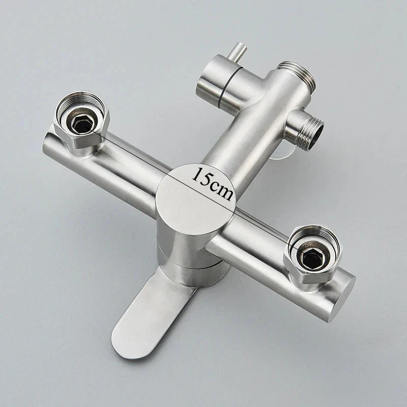 DecorBites™ Brushed Nickel Rainfall Shower System with Hot Cold Mixer for Wall Mount