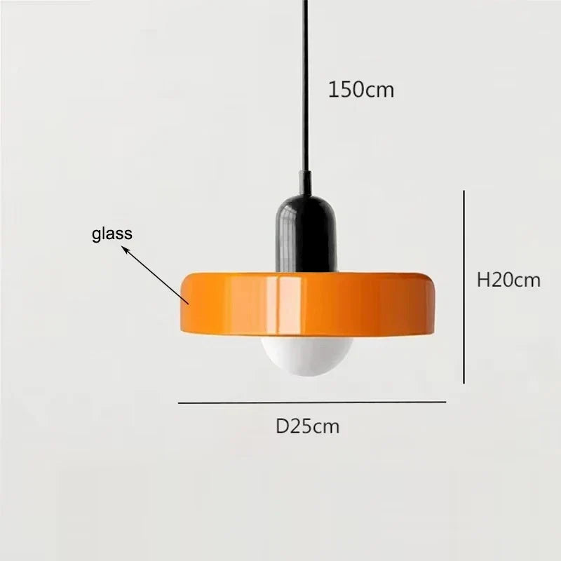 Nordic Vintage Orange Glass Pendant Light