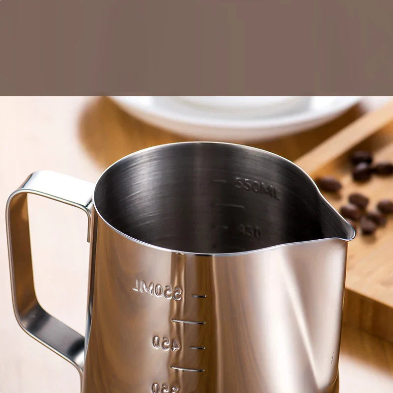 DecorBites™ Latte Art Cup with Pull Needle, Measuring Scale, Milk Frother, Garland Mug