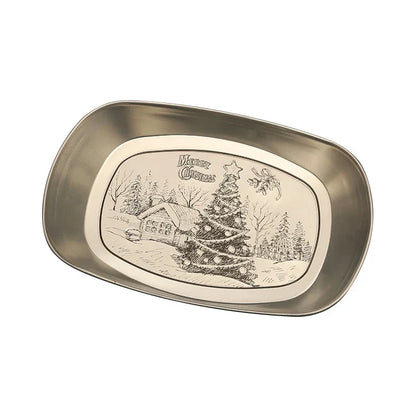 DecorBites™ Christmas Fruit Tray Santa Claus Snowman Print Decorative Plate