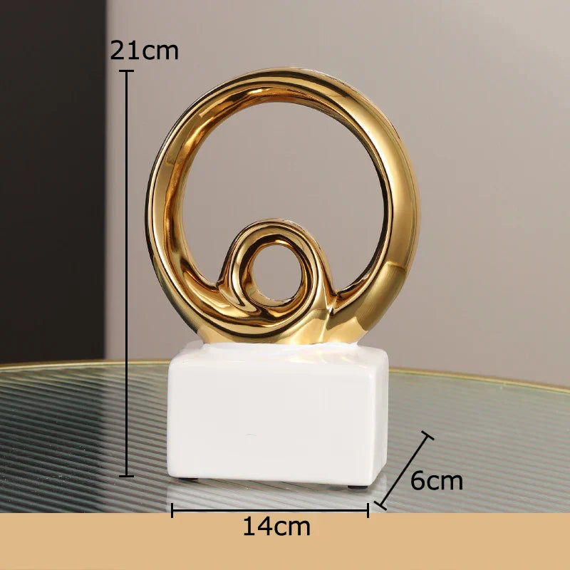 Estatua Cerámica Abstracta de Cadena de Oro Decorbites™ Decoración de Escritorio Ornamentos Escultura Estética
