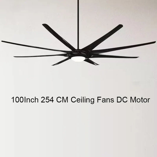 DecorBites™ 100" Large Ceiling Fan with Light, DC Motor, Reverse Blades, Stainless Steel Finish