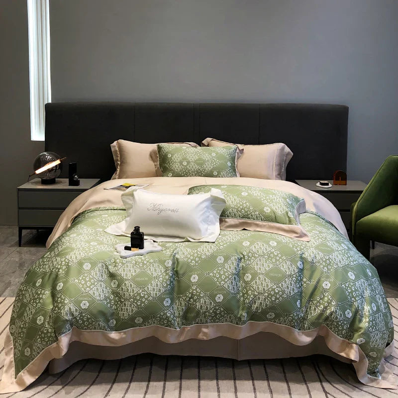 DecorBites™ Eucalyptus Lyocell Flowers Duvet Set with Sheet & Pillowcases