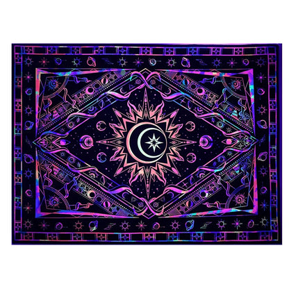 Decobites Sun Moon Phase Tapestry - Colorful Hippie Boho Psychedelic Wall Hanging