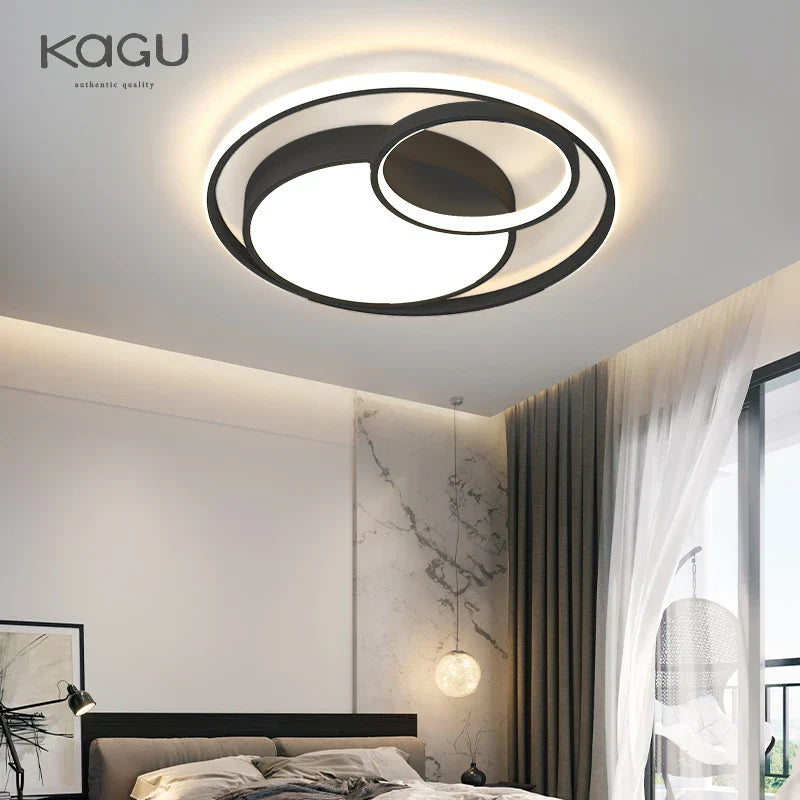 DecorBites™ Black Modern LED Ceiling Lights, Dimmable Round Ring Light Fixtures for Living Room