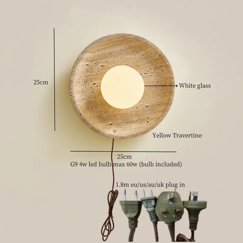 ديكوربايتس™ مصابيح حائط LED من الترافرتين الأسود لتزيين المنزل العصري ومصابيح بجانب السرير