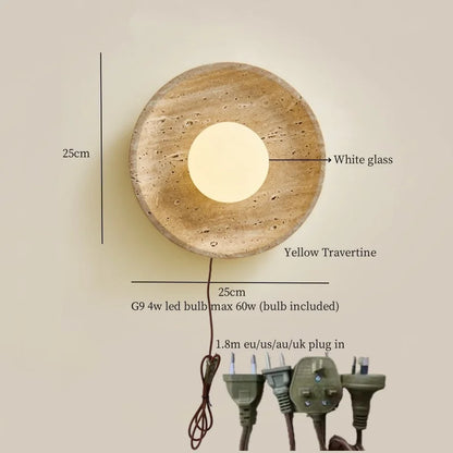 ديكوربايتس™ مصابيح حائط LED من الترافرتين الأسود لتزيين المنزل العصري ومصابيح بجانب السرير