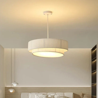 Lámparas colgantes DecorBites™ Creamy Style E27 para dormitorio: Lámparas LED minimalistas de tela blanca.