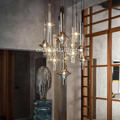 Postmodern Nordic Glass Pendant Light in White or Gray
