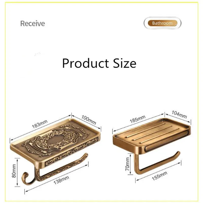 DecorBites™ Antique Black Toilet Paper Holder with Phone Shelf