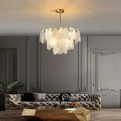 DecorBites™ Cloudy Glass Chandeliers: Modern LED Lustre Indoor Lighting for Living Room Décor