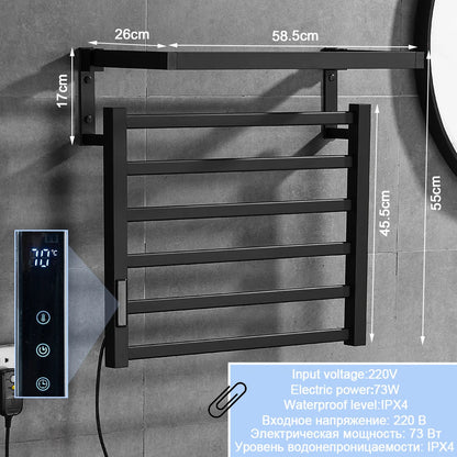 DecorBites™ Electric Towel Warmer Rack Digital Display Temperature Time Control Towel Rail