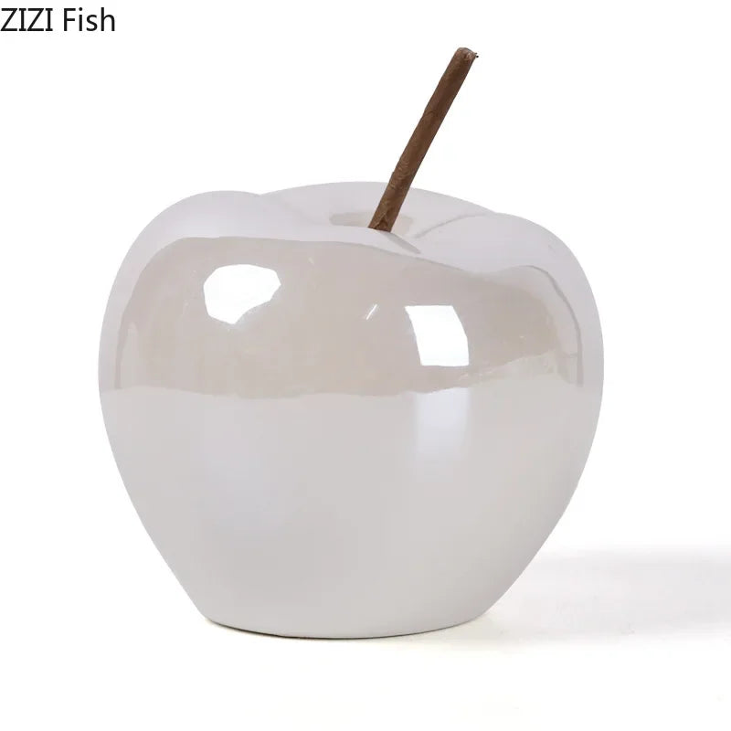 Escultura decorativa de manzana de cerámica luminosa Decorbites™ para habitación con pantalla de luz LED.