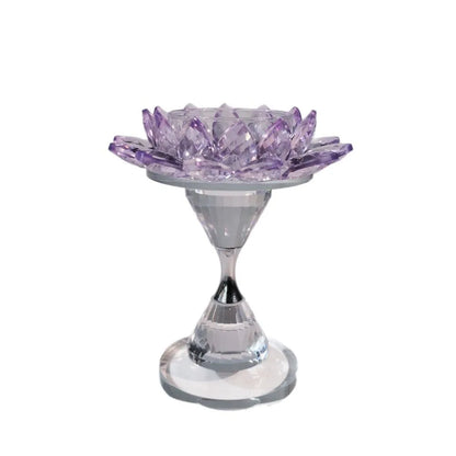 DecorBites™ Crystal Lotus Candle Holder Home Decoration Crystal Flower Candlestick