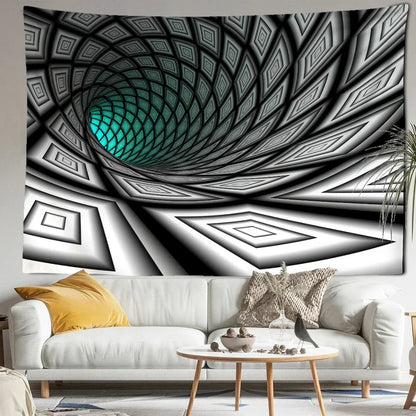 Decobites Vertigo Black Hole Abstract Art Tapestry Wall Hanging for Hippie Home Decor