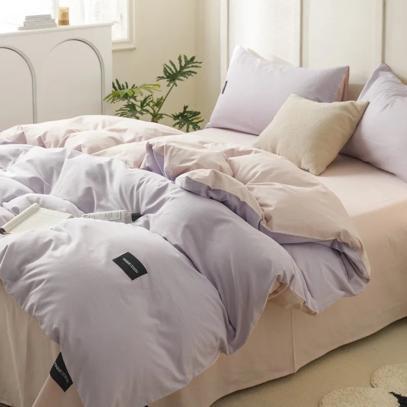 Decorbites™ beidseitiges farbabstimmendes Baumwoll-Bettwäsche-Set für Erwachsene