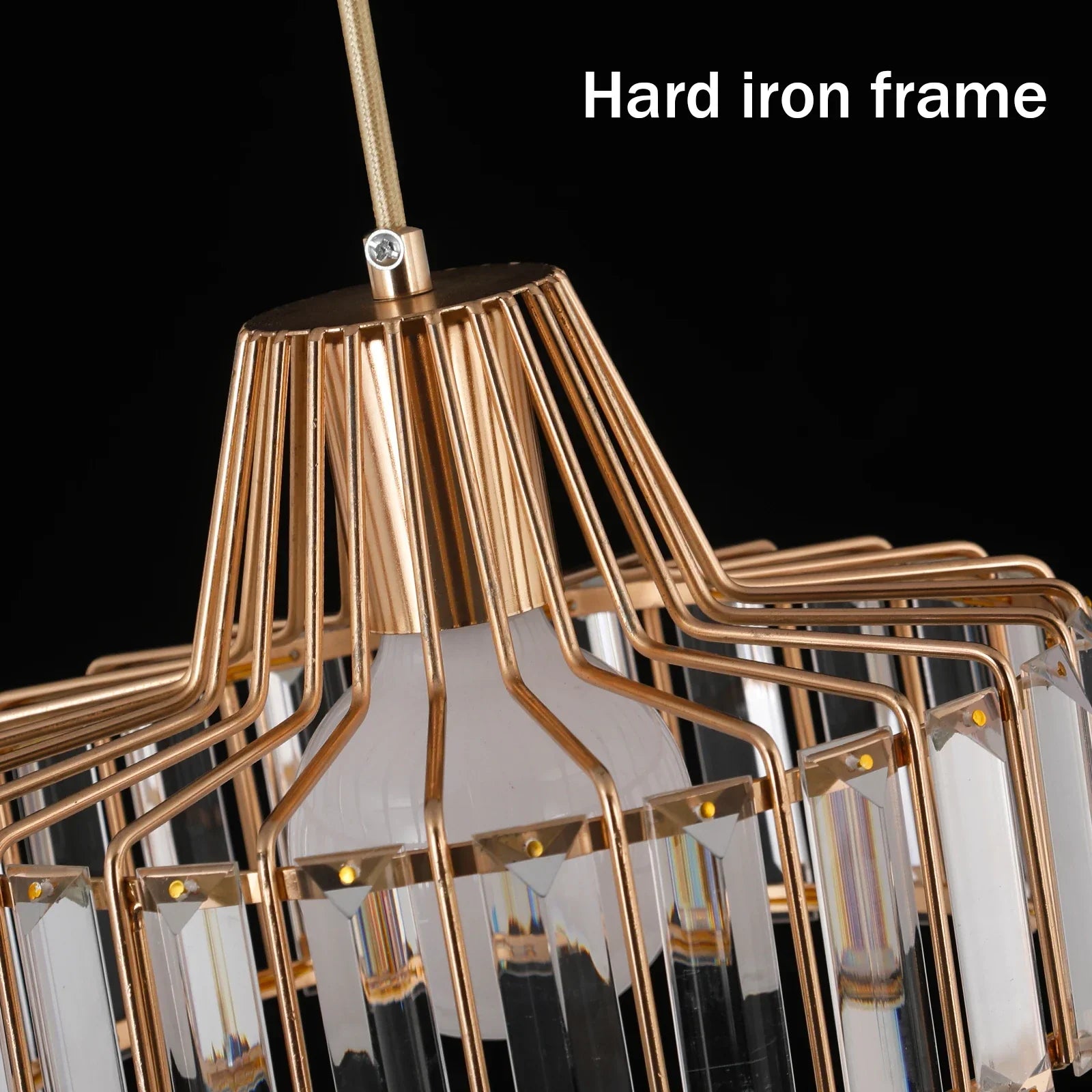 Gold Crystal Pendant Chandelier 3-Light Gold