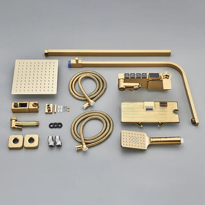 DecorBites™ Digital Display Thermostatic Shower Faucet Set with Rain Shower Column, Black