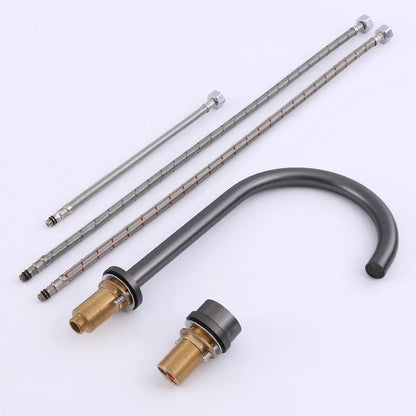 صنبور حوض واسع النطاق من ديكوربايتس™ باللون الذهبي المصقول - صنبور حوض حمام بفتحتين