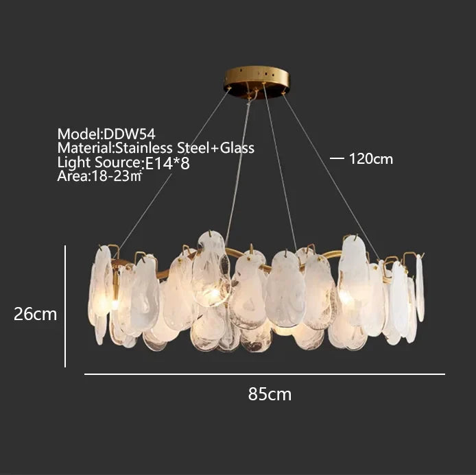 DecorBites™ Cloudy Glass Chandeliers: Modern LED Lustre Indoor Lighting for Living Room Décor