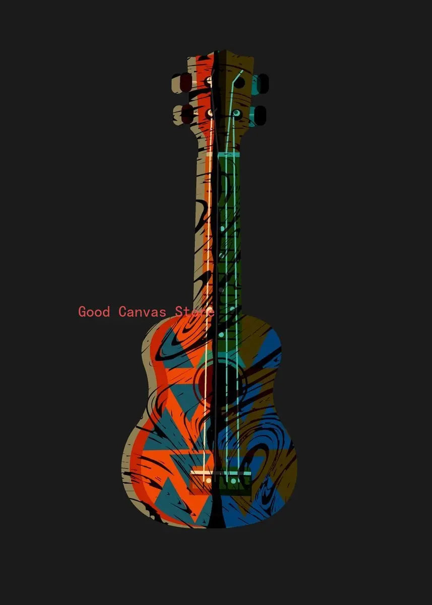 Lienzo impreso con guitarra eléctrica abstracta - Arte mural musical de DecorBites™