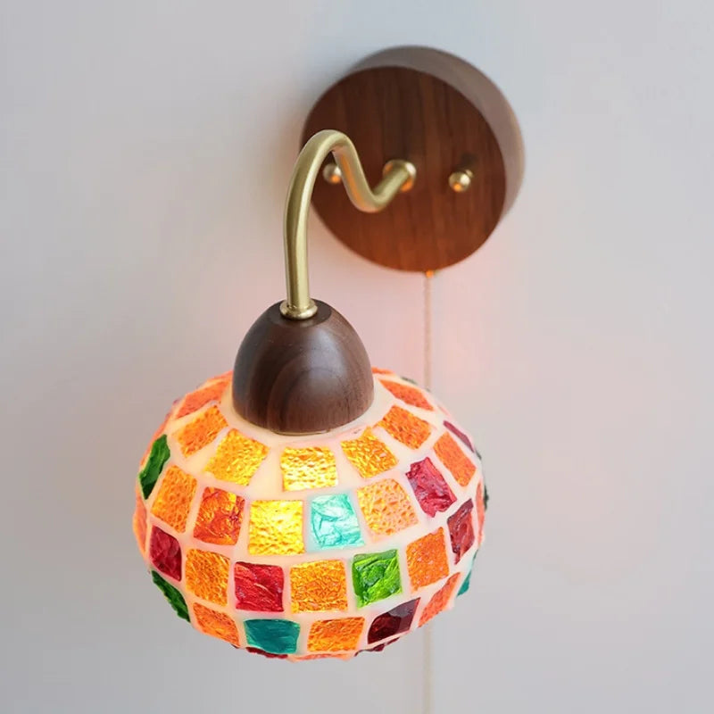 DecorBites™ LED Tiffany Style Wall Lights Pull Chain Sconce Colorful Glass Stair Fixture