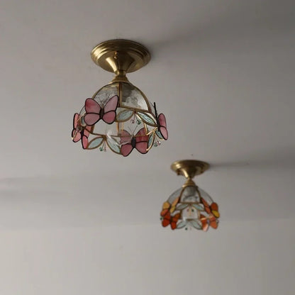 DecorBites™ Butterfly Glass Tiffany LED Ceiling Light - Nordic Modern Copper Lamp