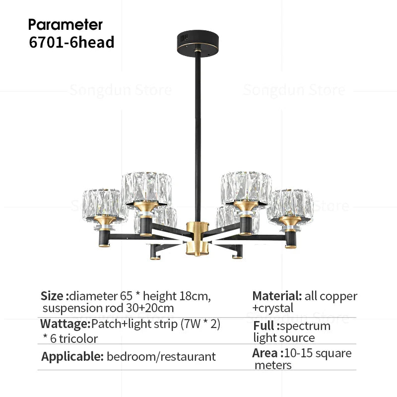 DecorBites™ Crystal Chandelier Modern Luxury Light for Living Hall Dining Bedroom
