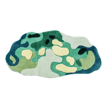 Alfombra DecorBites™ Luxe 3D de musgo tejida a mano - Alfombra irregular para habitación infantil