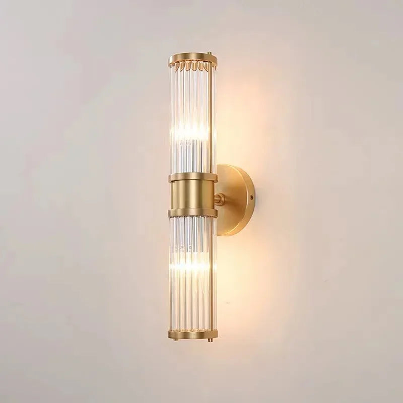 DecorBites™ Gold Crystal Glass Wall Sconce Light Fixture for Luxury Bedroom Decor