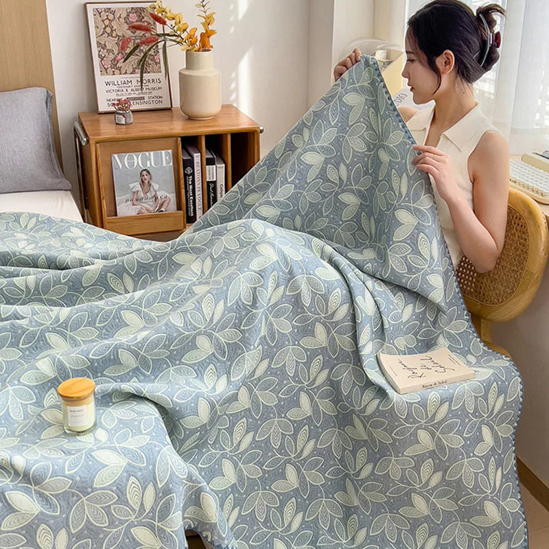 بطانية منشفة قطنية من DecorBites™، لحاف رقيق مطبوع عليه نقشة ريفية - مفرش سرير فاخر قابل للتهوية