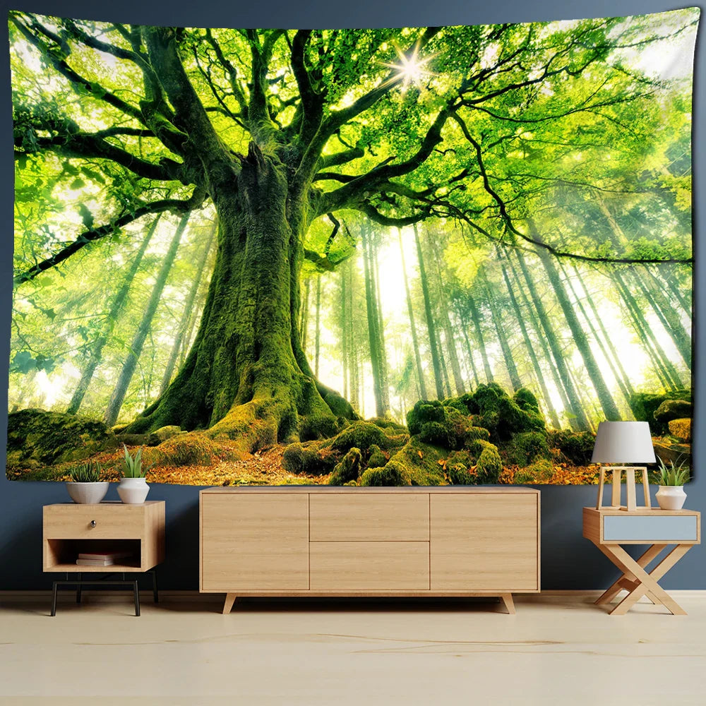 Decobites Forest Landscape Tapestry Wall Hanging for Boho Home Decor