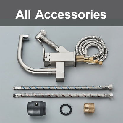 DecorBites™ LED Kitchen Faucet Mixer with Swivel Spouts and Pull-Out Spray