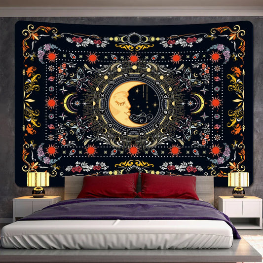 Decobites Psychedelic Butterfly Sun Moon Tapestry for Bohemian Bedroom Wall Decor