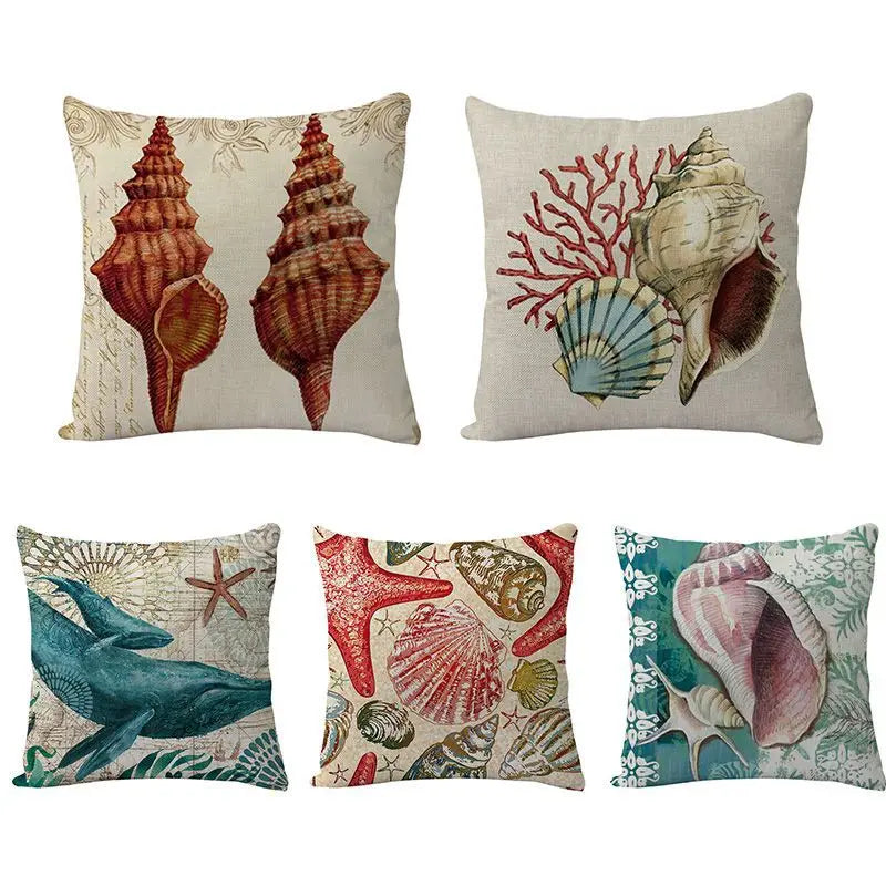 DecorBites™ Coastal Cushion Cover - Sea Theme Decorative Sofa Pillowcase