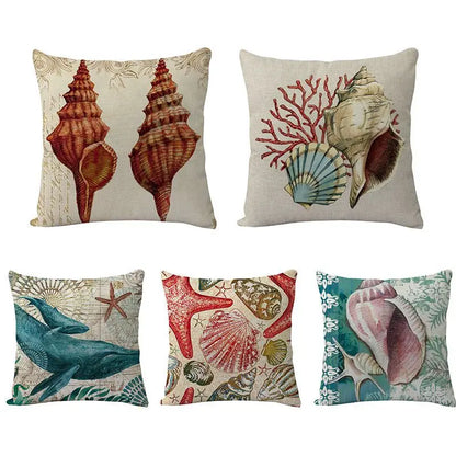 DecorBites™ Coastal Cushion Cover - Sea Theme Decorative Sofa Pillowcase