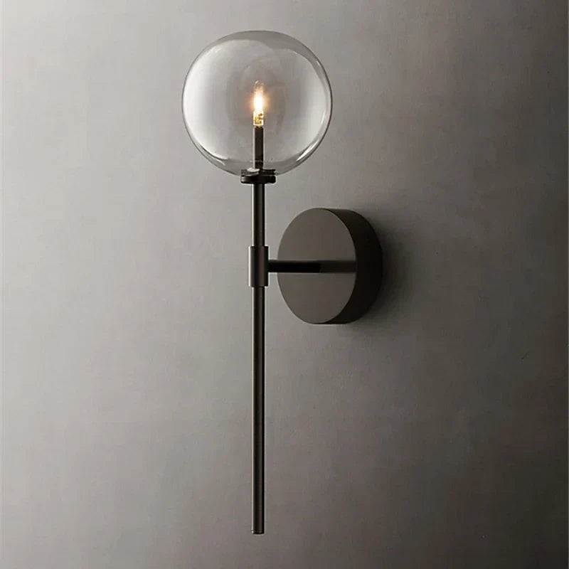 DecorBites™ Clear Glass Ball Long Wall Sconce - Retro Style for Living Room, Bedroom, Kitchen
