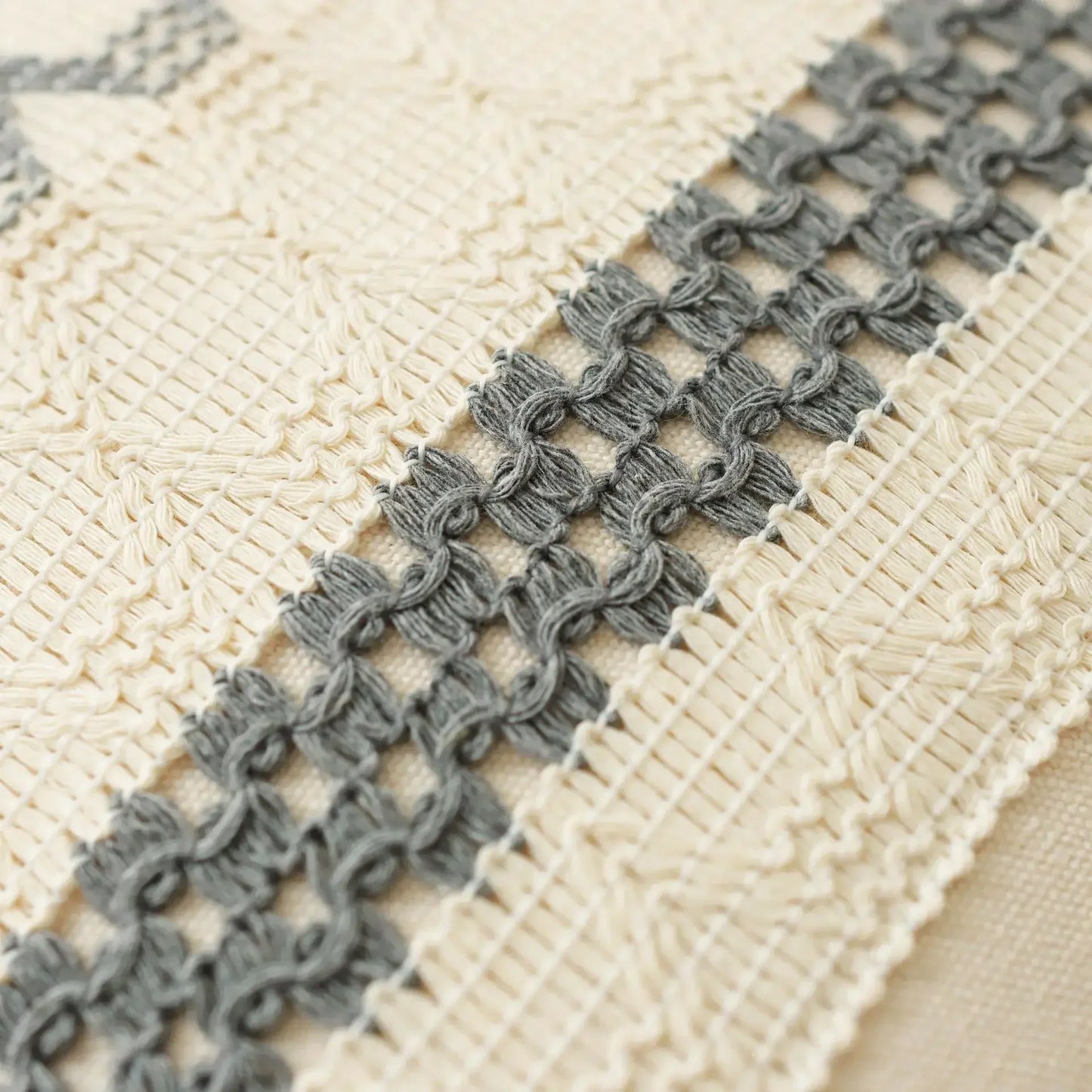 DecorBites™ Bohemian Tassel Cushion Cover: Handmade Geometric Crochet Pillowcases