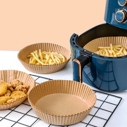 DecorBites™ Air Fryer Paper Liner: Non-Stick Round Baking Mat, 50PCS