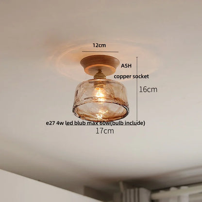 DecorBites™ Lotus Glass LED Ceiling Light with Copper Base - Modern Nordic Design