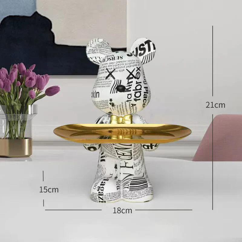 DecorBites™ Graffiti Bear Figurine: Modern Home Decor Statue for Keys Storage Shelf