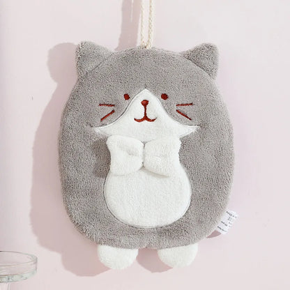 DecorBites™ Cute Cat Hand Towel: Thick Quick Dry Kitchen & Bathroom Terry Towel